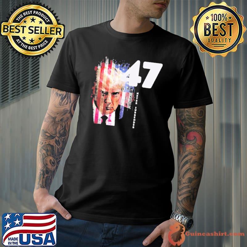 Donald Trump Mugshot Never Surrender American Flag s Unisex