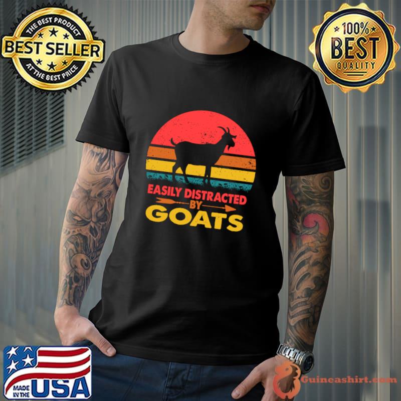 Easily Distracted By Goats Vintage Goat Lover Farmer T-Shirt