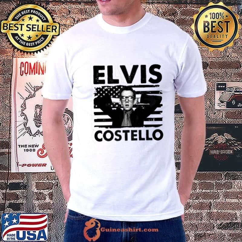 Elvis Costello an English singer-songwriter and record producer american flag T-Shirt