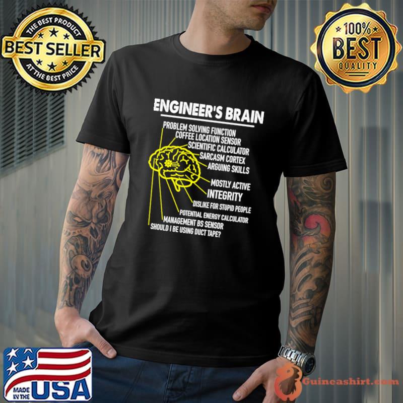 Engineer's Brain Problem Solving Punction Coffee Location Sensor Engineering Process T-Shirt