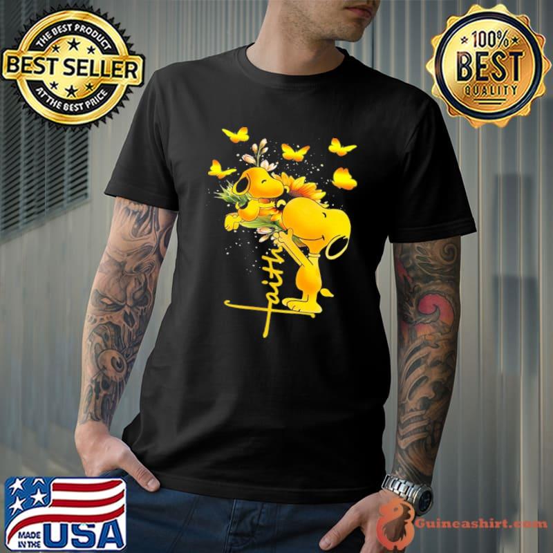 Faith snoopy and butterflies sunflower shirt