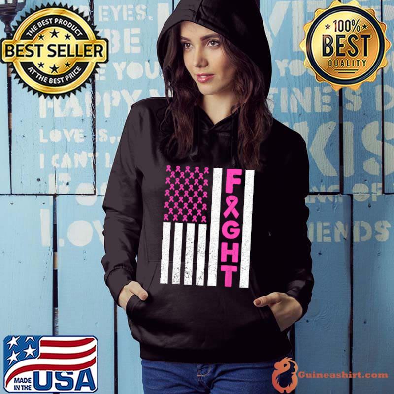Fight Breast Cancer Breast Cancer Awareness American Flag T-Shirt Hoodie