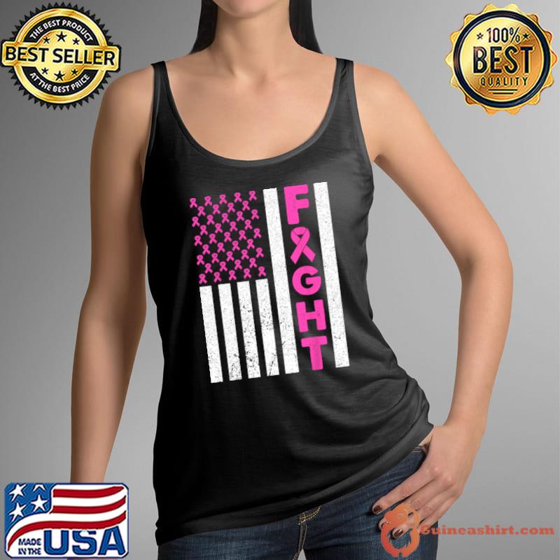 Fight Breast Cancer Breast Cancer Awareness American Flag T-Shirt Tank Top