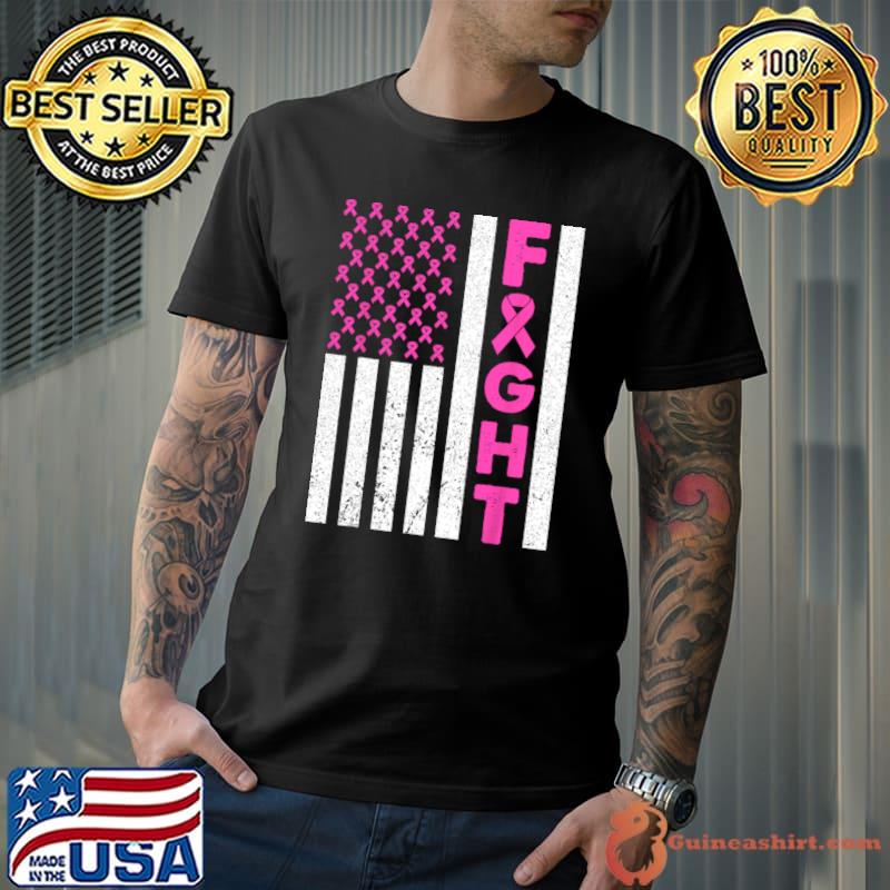 Fight Breast Cancer Breast Cancer Awareness American Flag T-Shirt