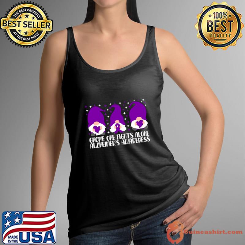 Gnome One Fights Alone Alzheimer's Awareness T-Shirt Tank Top