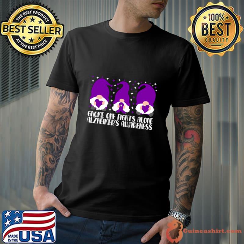 Gnome One Fights Alone Alzheimer's Awareness T-Shirt Unisex