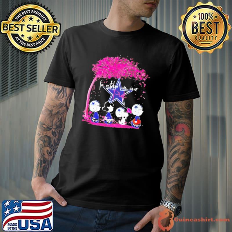 In October we wear pink Snoopy and friend Dallas Cowboys shirt -  Guineashirt Premium ™ LLC