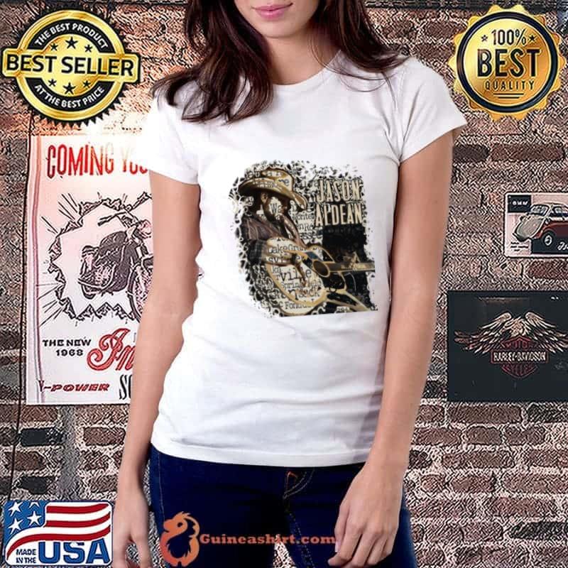 Jason Aldean Cowboy Country Music Playing Guitar T-Shirt Ladiestee
