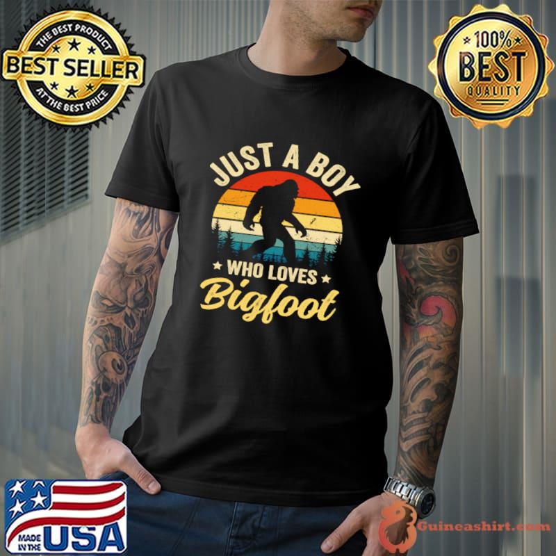Just A Boy Who Loves Bigfoot Stars Vintage T-Shirt Unisex