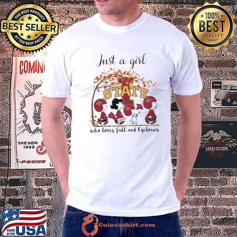 Just a Girl Who Loves Fall and Cyclones Peanuts Cartoon Halloween Shirt