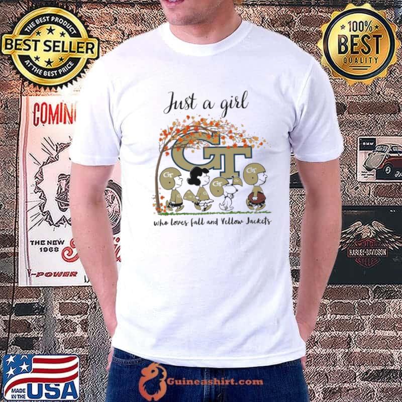 Just a Girl Who Loves Fall and Georgia Tech Yellow Jackets Peanuts Cartoon Halloween shirt