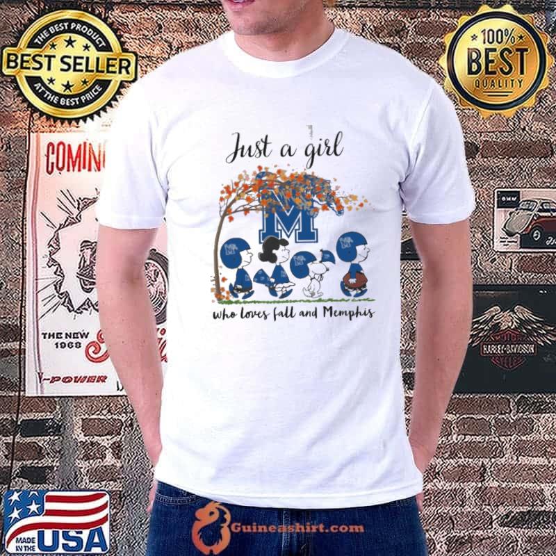 Just a Girl Who Loves Fall and Memphis Peanuts Cartoon Halloween shirt