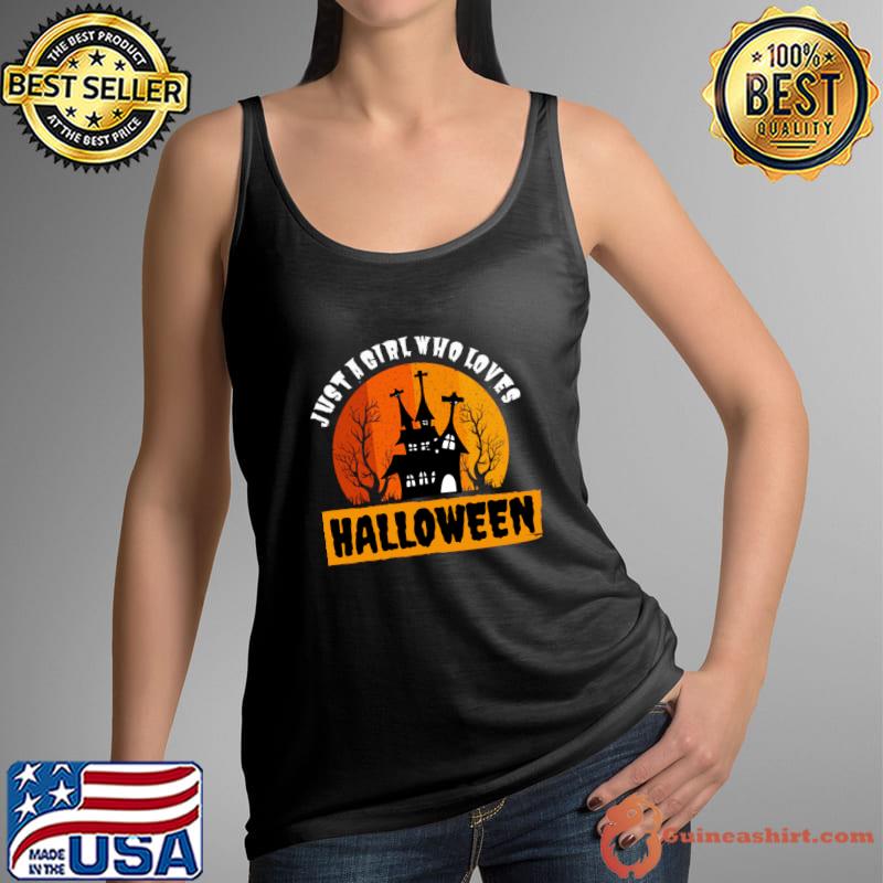 Just a girl who loves halloween house witch blood moon 2023 T-Shirt