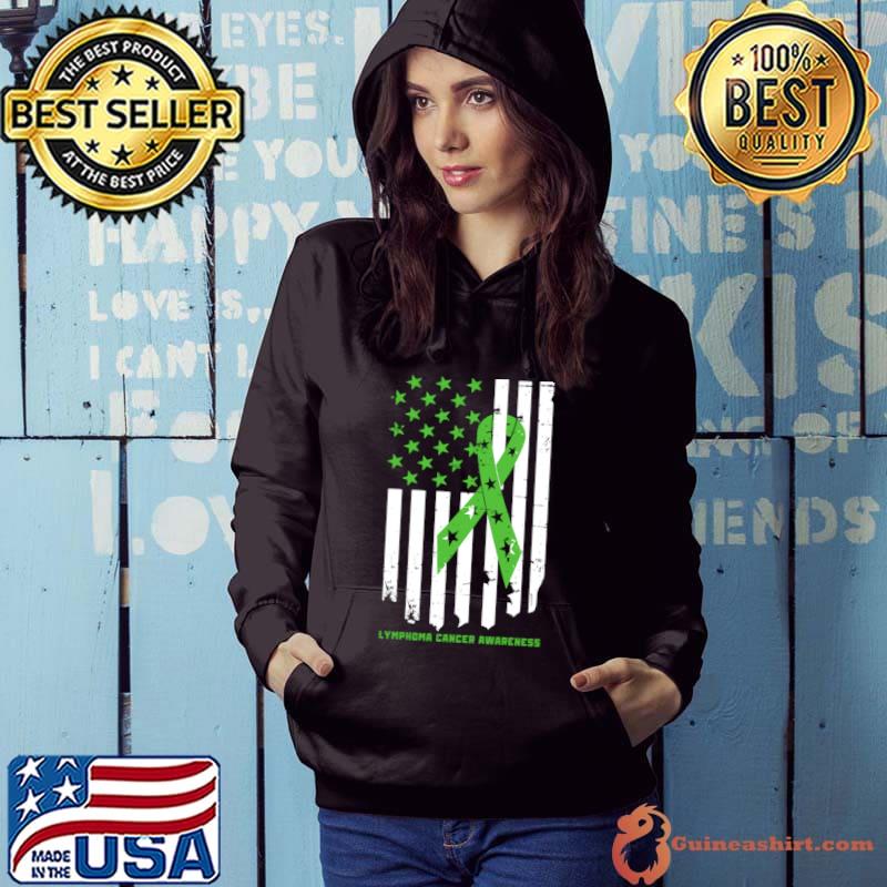 Lymphoma Cancer Awareness American Flag T-Shirt