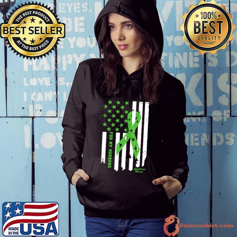Lymphoma Cancer Awareness For My Husband American Flag T-Shirt