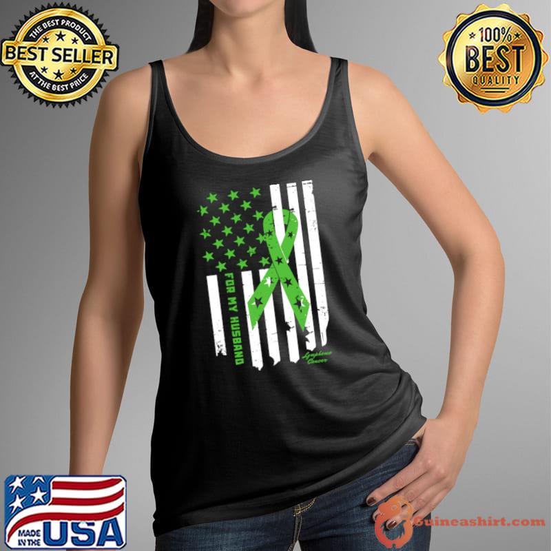 Lymphoma Cancer Awareness For My Husband American Flag T-Shirt Tank Top
