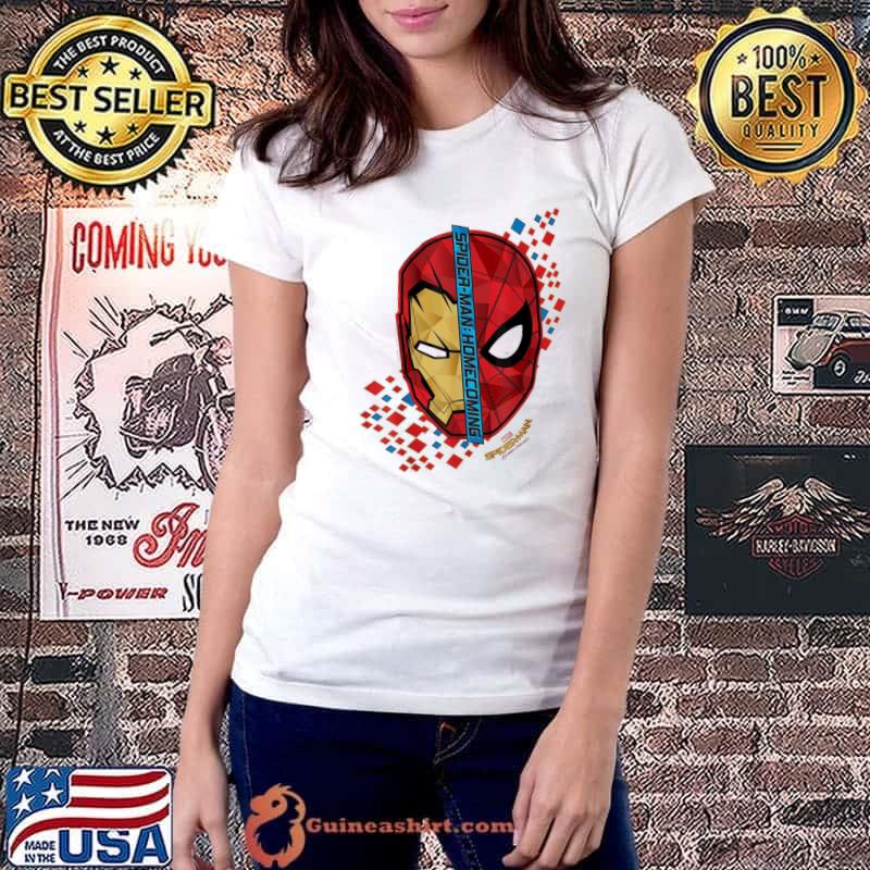 Marvel Spider-Man Homecoming Iron Man Face Split Shirt Ladiestee
