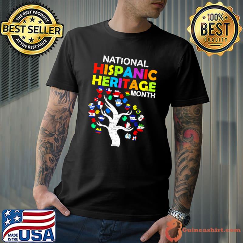 National Hispanic Heritage Month Hand Flag Tree Roots Latino T-Shirt Unisex