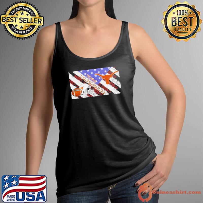 NCAA Texas Longhorns Helmet Flag American Shirt Tank Top