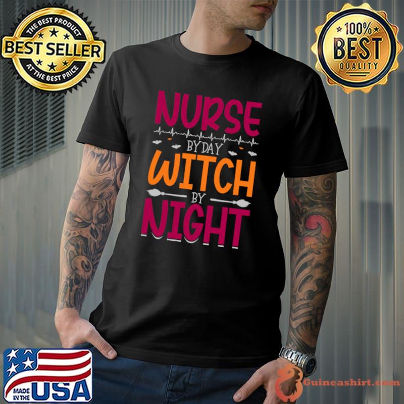 Nurse by day witch by night heartbeat halloween T-Shirt Unisex