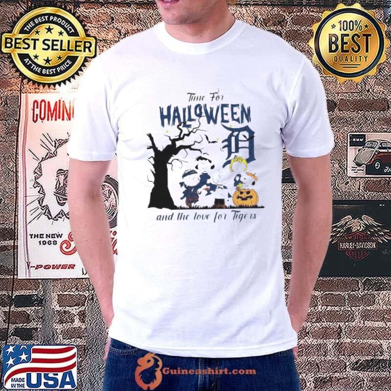 Peanuts Time For Halloween And The Love For Detroit Tigers Logo 2023 Shirt