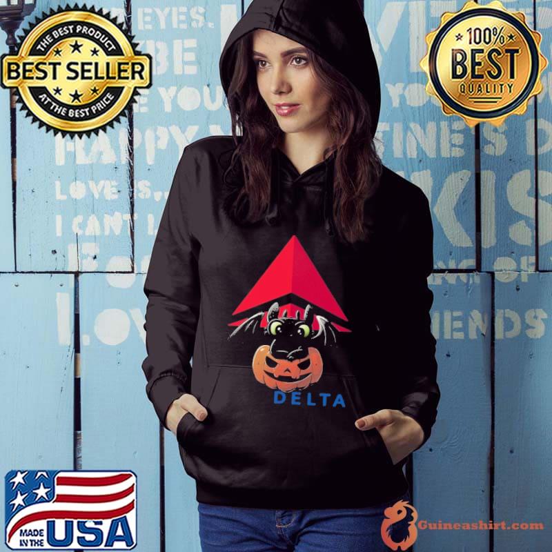 Pumpkin baby toothless with Delta logo shirt