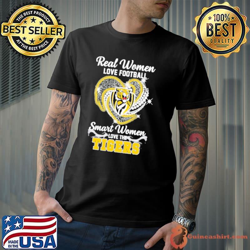 Real women love football smart women love the Richmond Tigers diamond heart  2023 logo shirt, hoodie, sweater, long sleeve and tank top