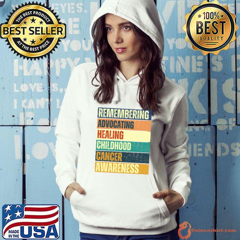 Remembering Advocating Healing Childhood Cancer Awareness Retro T-Shirt Hoodie