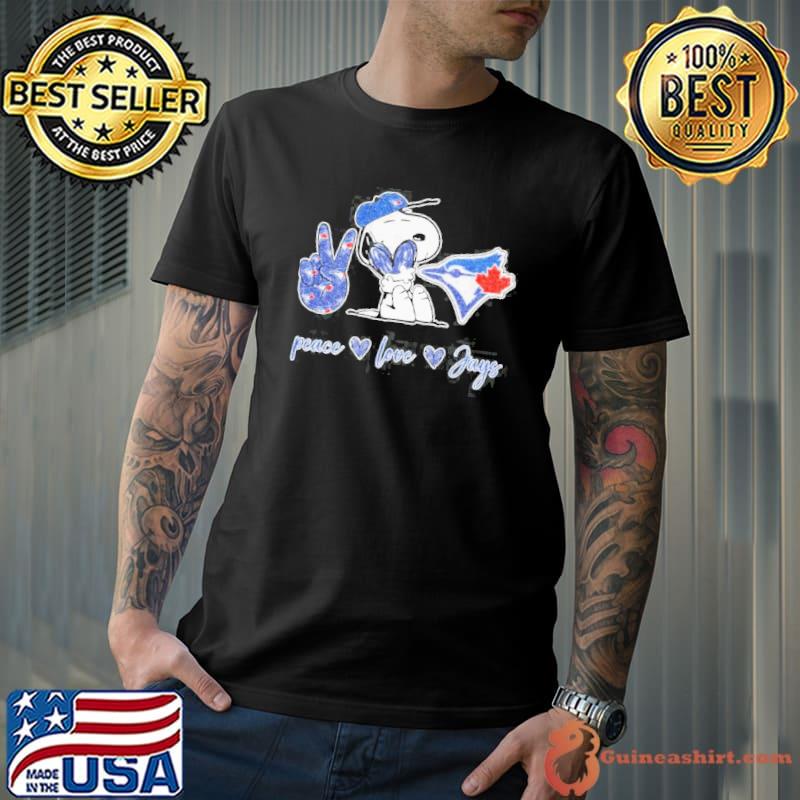 Snoopy Peace Love Toronto Blue Jays Shirt - Shibtee Clothing