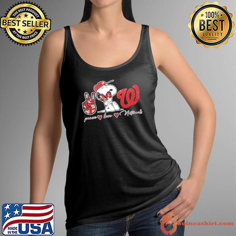 Snoopy Peace Love Washington Nationals art logo s Tank Top