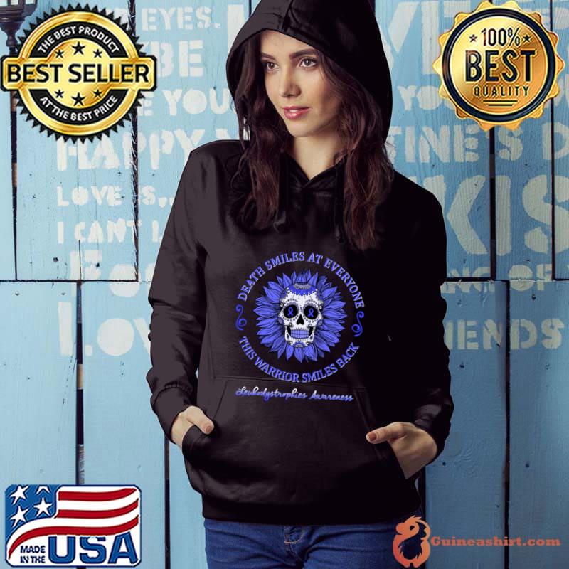 Sunflower Sugar Skull Leukodystrophies Warrior Death Smiles At Everyone T-Shirt