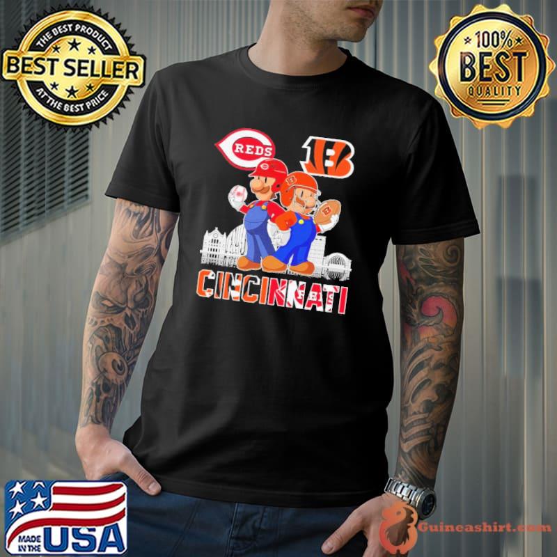 Super Mario Cincinnati Red vs Cincinnati Bengals Skyline Shirt