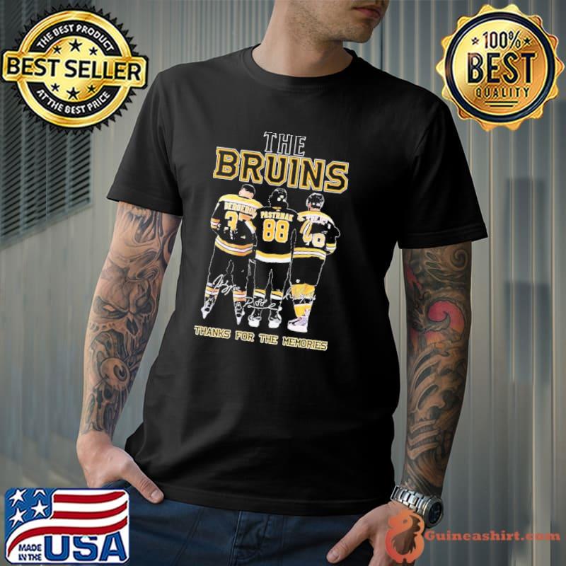 The Bruins Bergeron Pastrnak And Krejci Thanks For The Memories Signatures Shirt Unisex