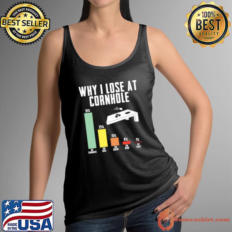 Why I Lose At Cornhole Funny Cornhole Player Humor Toss T-Shirt Tank Top