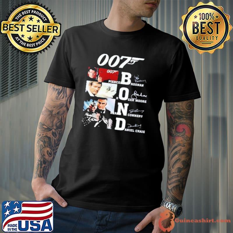 0077 pierce brosnan roger moore sean connery signature shirt