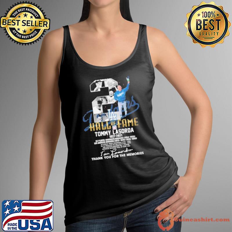 2 Los Angeles Dodgers Hall Of Fame Tommy Lasorda 1927 2021 Thank You For The Memories Signature Shirt Tank Top