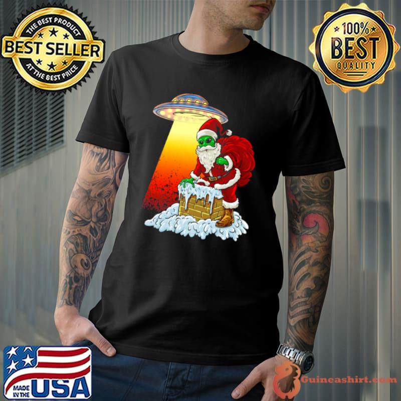 Alien Santa Ufo Paranormal Funny Christmas Graphic shirt