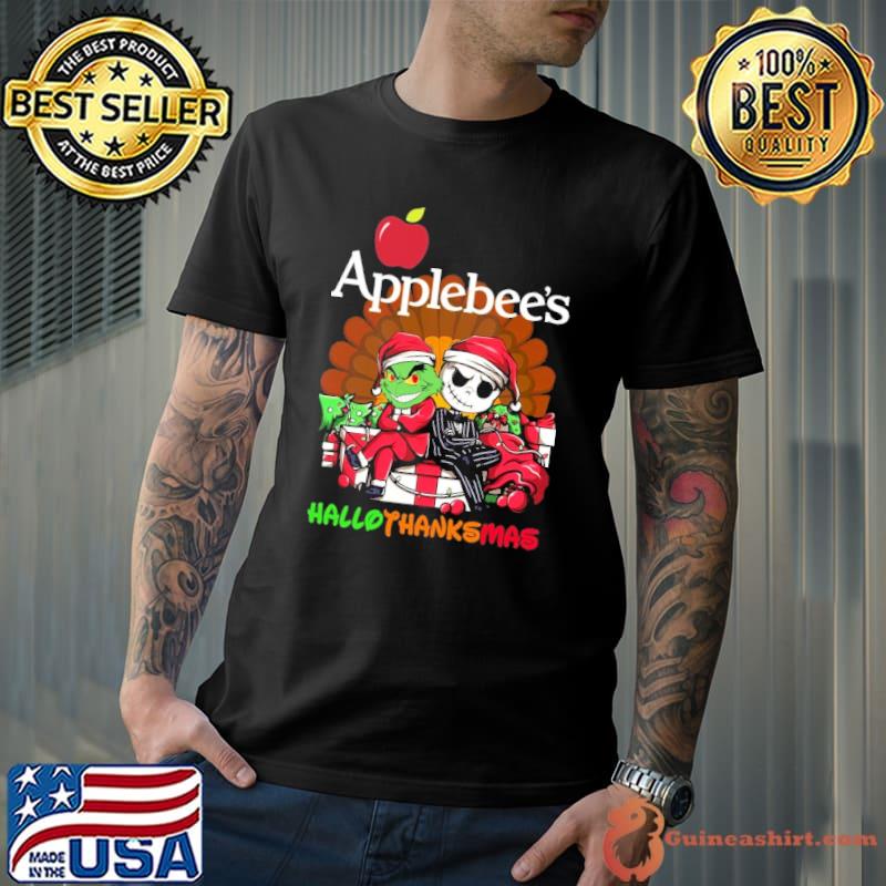 Applebee's hallothanksmas grinch and jack skellington shirt