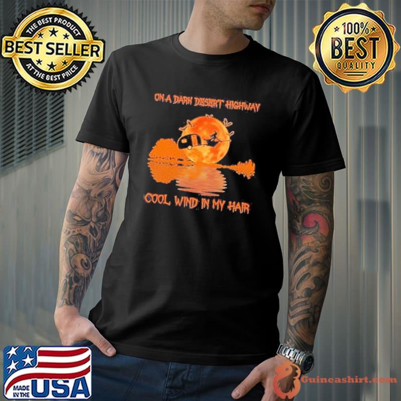 Bigfoot on a dark desert highway cool wind in my hair halloween shirt