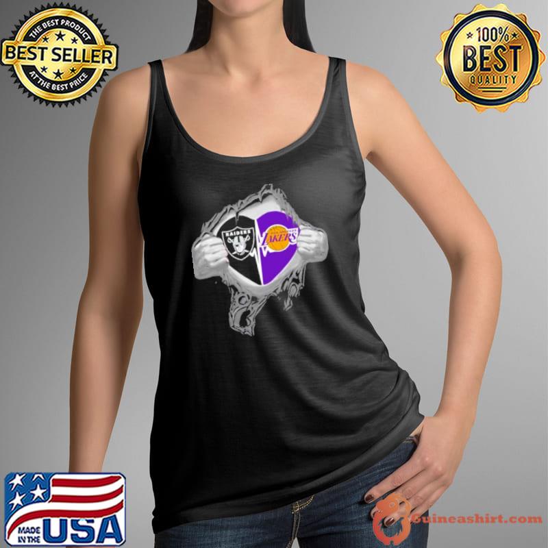 Blood Inside Me Las Vegas Raiders And Los Angeles Lakers It's In My Heart  Shirt - Guineashirt Premium ™ LLC