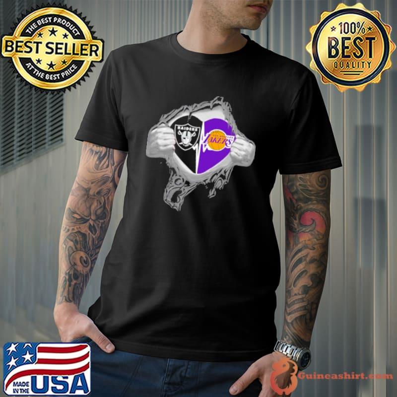 Blood Inside Me Las Vegas Raiders And Los Angeles Lakers It’s In My Heart Shirt
