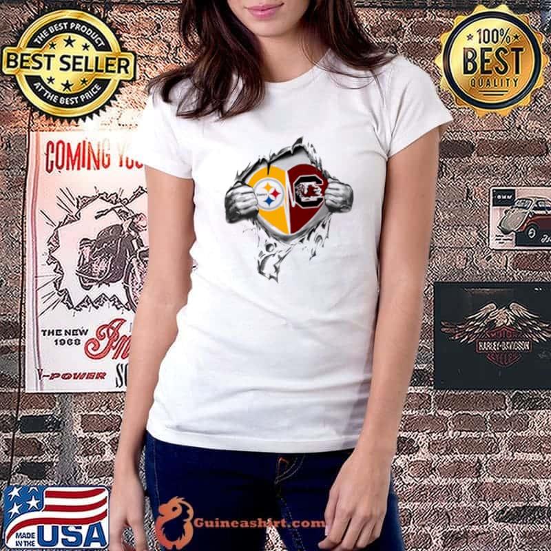 Blood Inside Me Pittsburgh Steelers And South Carolina Gamecocks 2023 shirt  - Guineashirt Premium ™ LLC