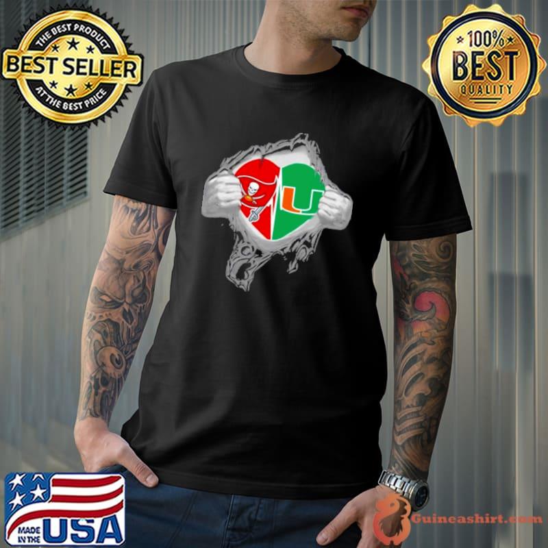 Blood Inside Me Tampa Bay Buccaneers And Miami Hurricanes And New York Yankees It’s In My Heart Shirt