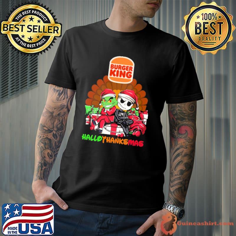 Burger King hallothanksmas grinch and jack skellington shirt