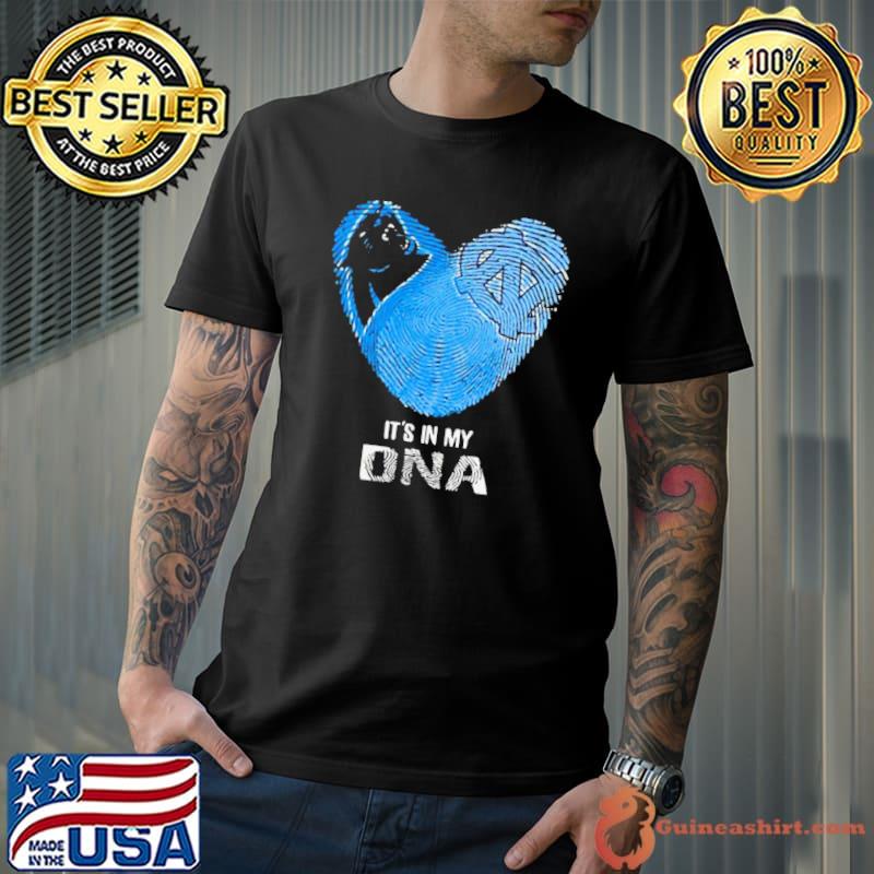 Carolina Panthers And North Carolina Tar Heels Heart It’s In My Dna 2023 Shirt