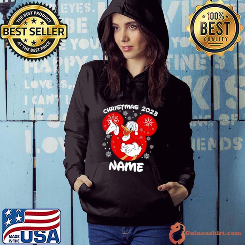 Christmas 2023 Your Name Santa Donald Duck And Daisy Duck Xmas Disney Mickey And Friends s Hoodie
