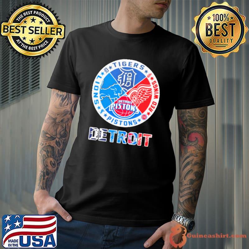 Detroit Lions Sports Teams Tigers Red Wings Pistons And Lions Logo Shirt