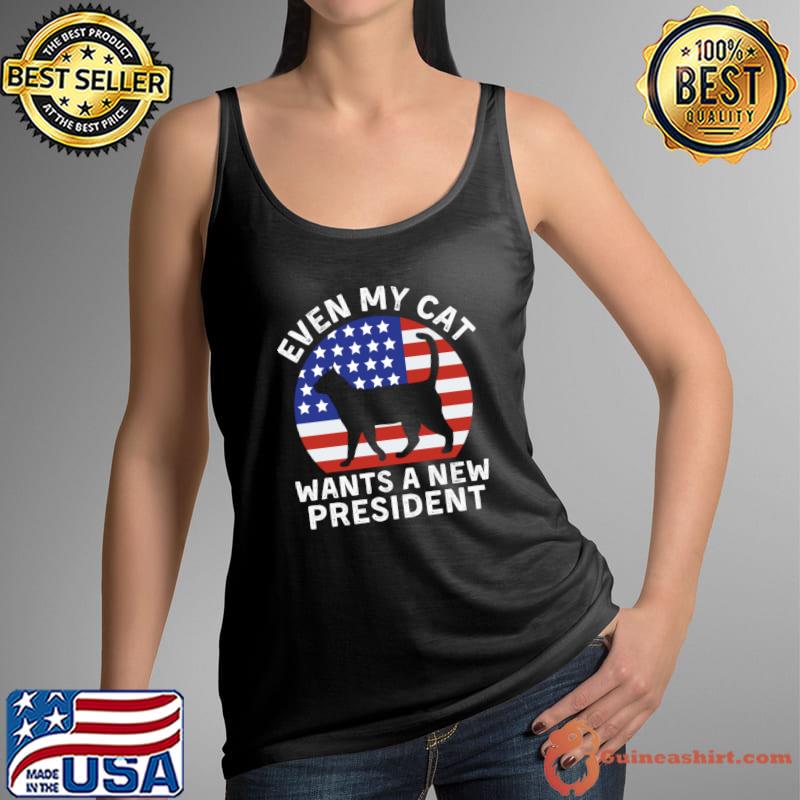 Even My Cat Wants A New President Cat Paw Amercan Flag T-Shirt Tank Top