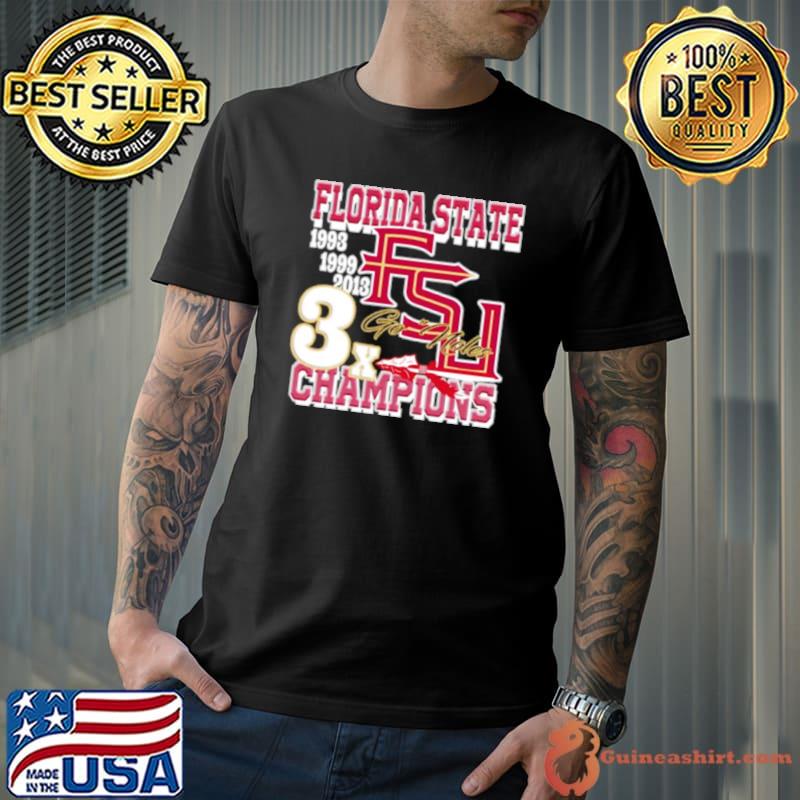 Florida State Football 3x Champions Go Noles shirt