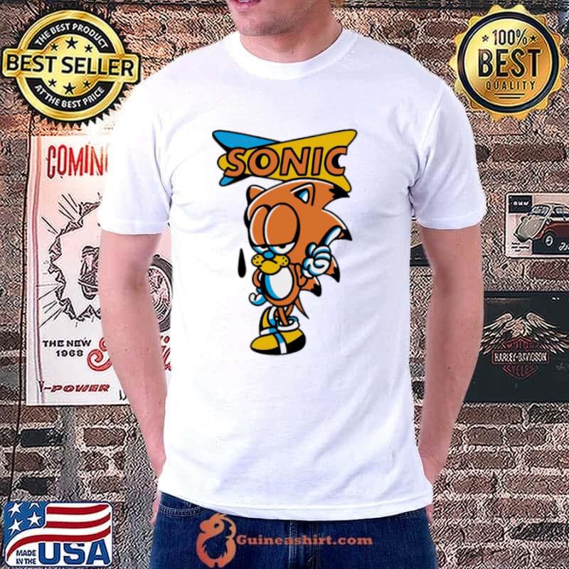 Garfield Sonic the hedgehog cartoon shirt